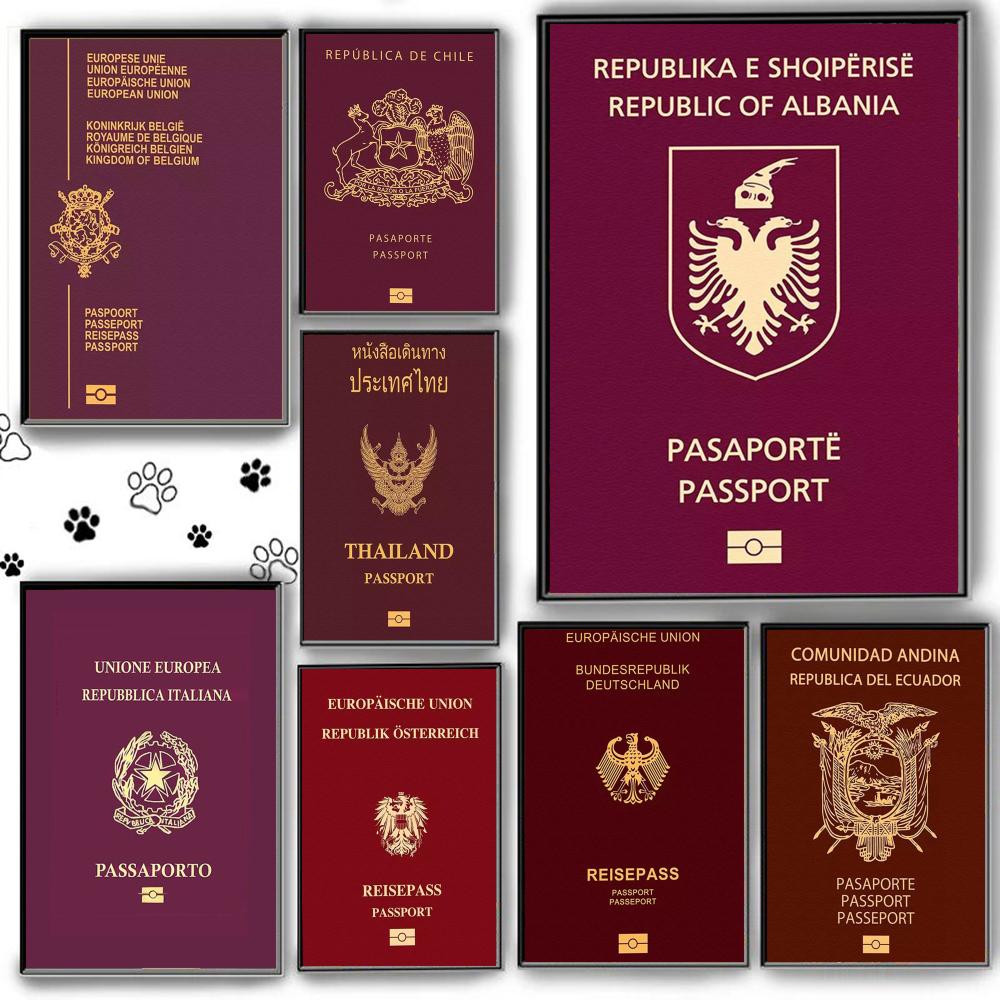 Home Office Passport - Poster Paspor Latar Belakang Merah Seni