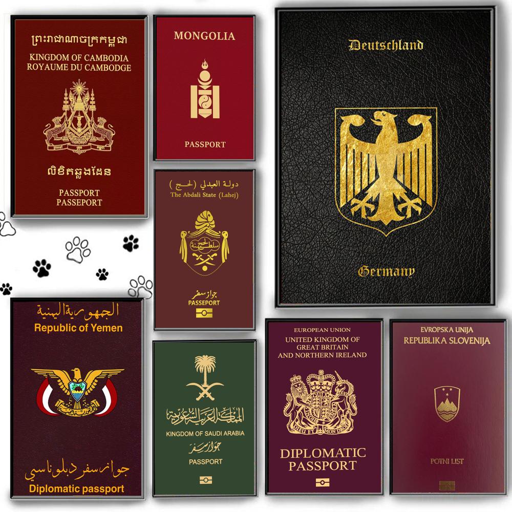Home Office Passport - Poster Paspor Latar Belakang Merah Tua