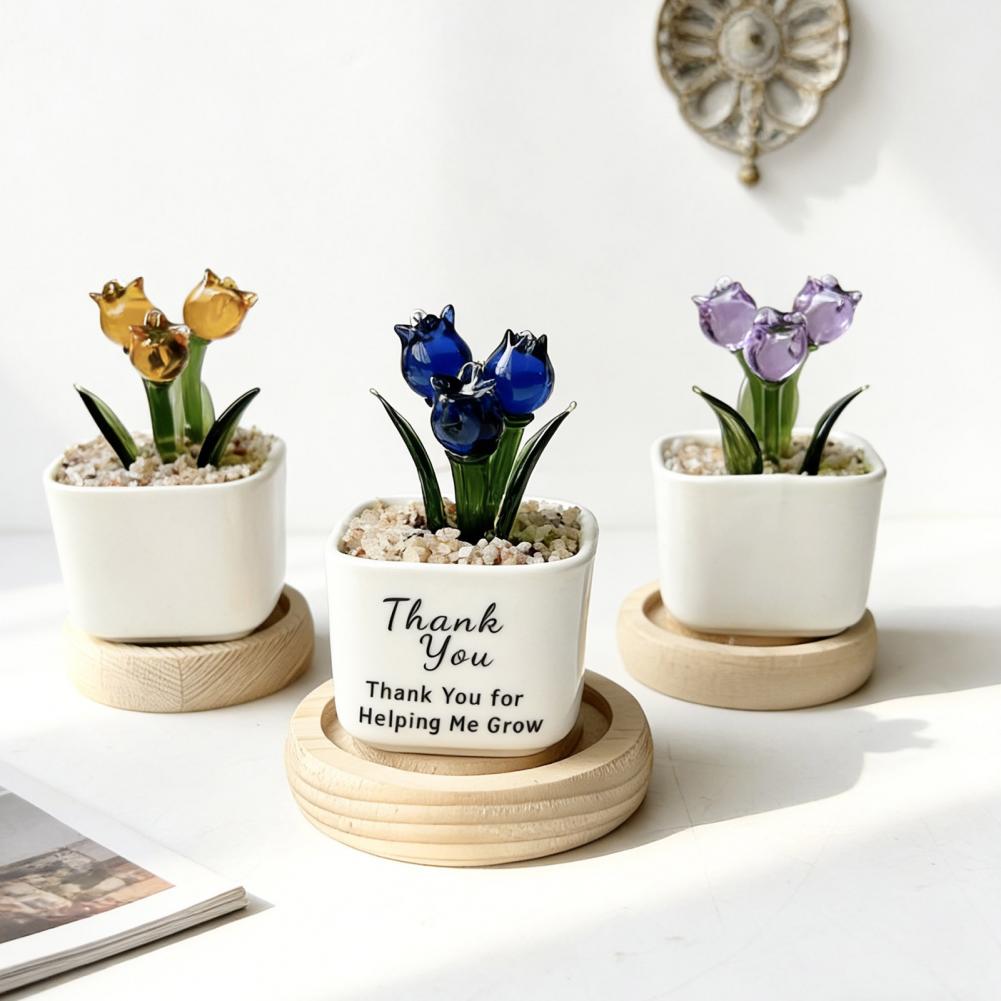 Home Office Bookshelves - Dekorasi Bunga Kaca Mini dalam Pot,