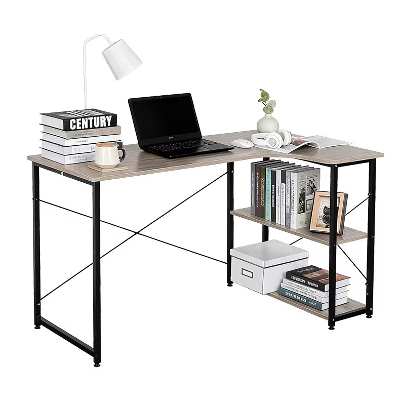 Home Office Bookshelves - Meja Sudut Bentuk L Dengan Rak