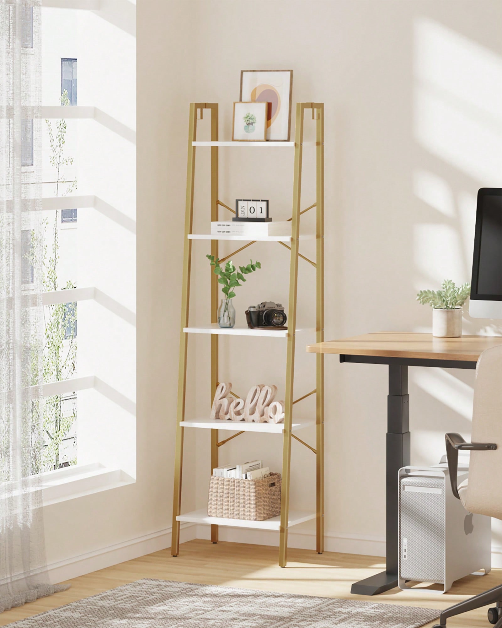 Home Office Bookshelves - Rak Buku 5 Tingkat Model Tangga