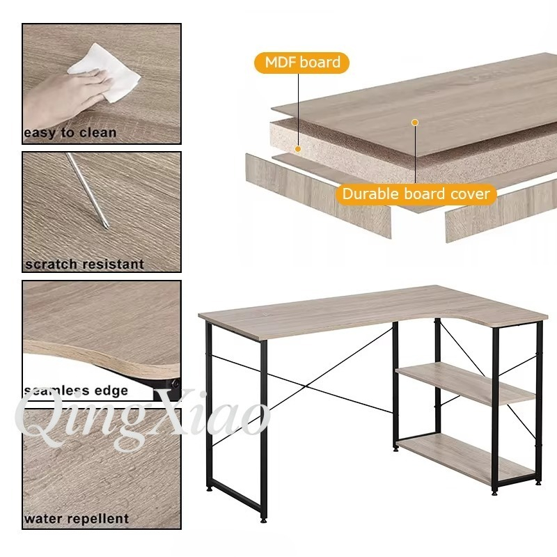 Meja Sudut Bentuk L Dengan Rak - Home Office Bookshelves ulasan dan harga