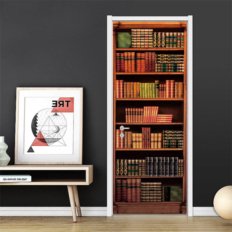 3D Pintu Wallpaper PVC Perpust - Home Office Bookshelves ulasan dan harga