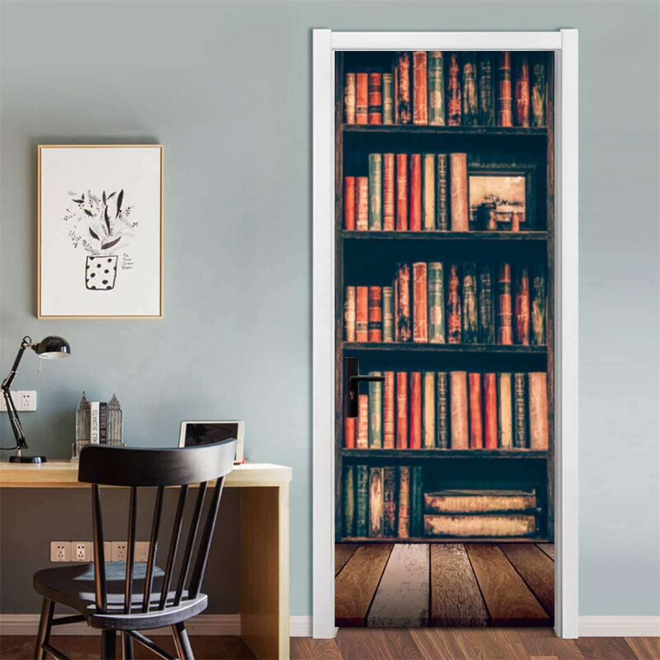 3D Pintu Wallpaper PVC Perpust - Home Office Bookshelves ulasan dan harga