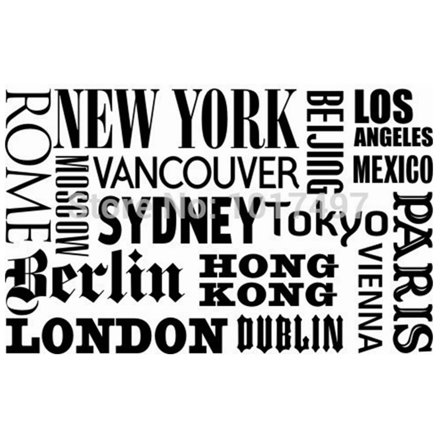 New York London stiker dinding - Home Office Quotes ulasan dan harga